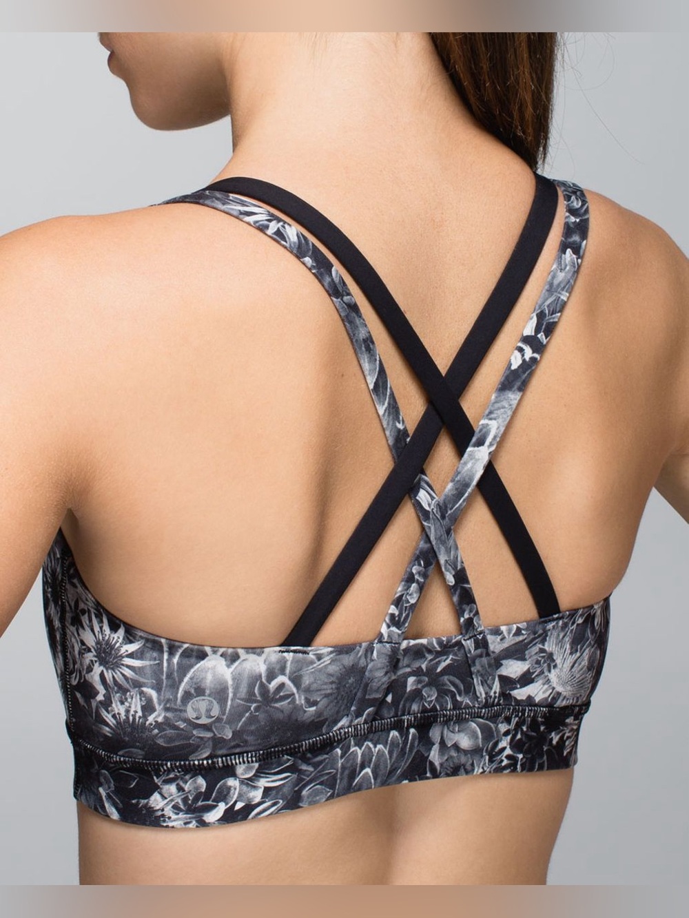 Lululemon Energy Bra Flowabunga Black Angel Wing / Black
